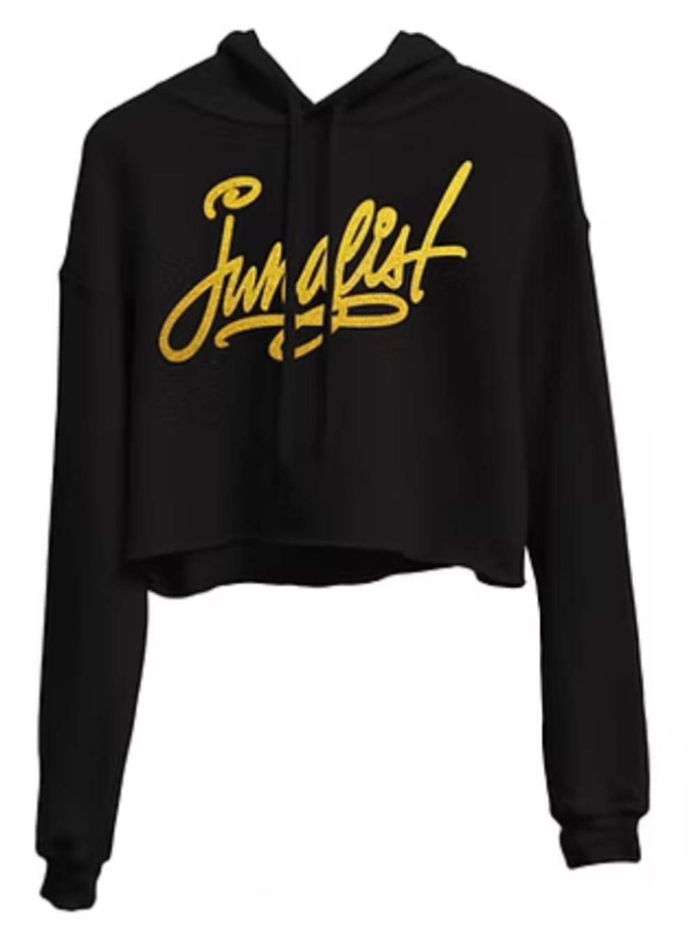 Cropped Black Hoodie with Gold Script Logo - Women JUNGALIST